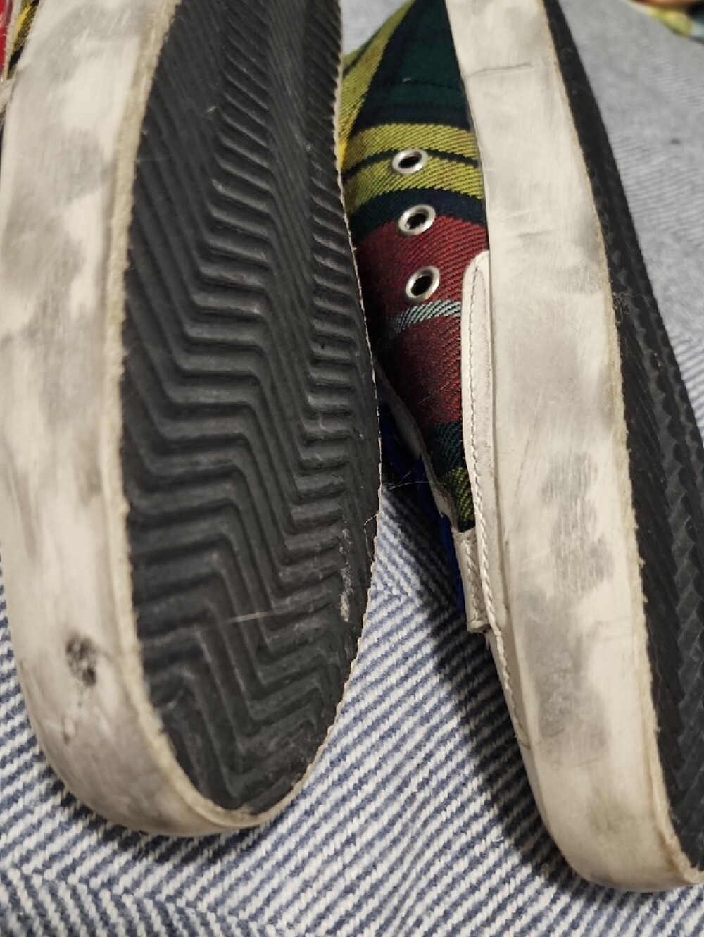 Golden Goose Superstar Plaid Low-Top Sneakers with Blue Laces - Picture 9 of 13